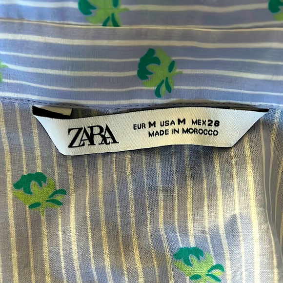 Zara Cute Button Down Puffy Sleeve Striped Lavender Shirt Top **Size M** 🥰 - Picture 4 of 4